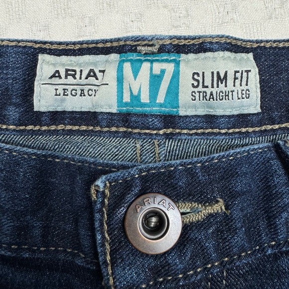 Ariat M7 Legacy Jeans Slim Fit Straight Leg Dark Wash Denim Mens 34x33 Western - Picture 3 of 15